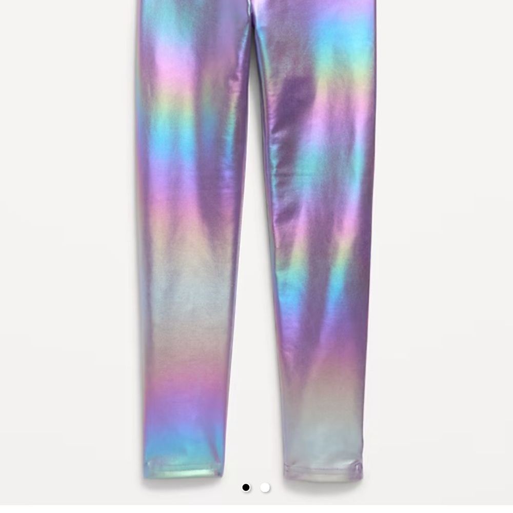 Old Navy Girls Iridescent Rainbow Leggings - Purple, Teal, Pink